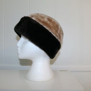 vintage hat fur red lining pillbox winter